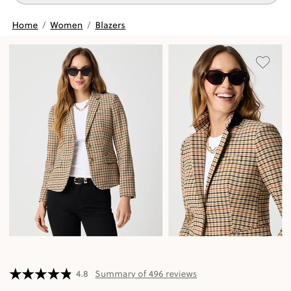 J. Crew Women's Tan Plaid Blazer